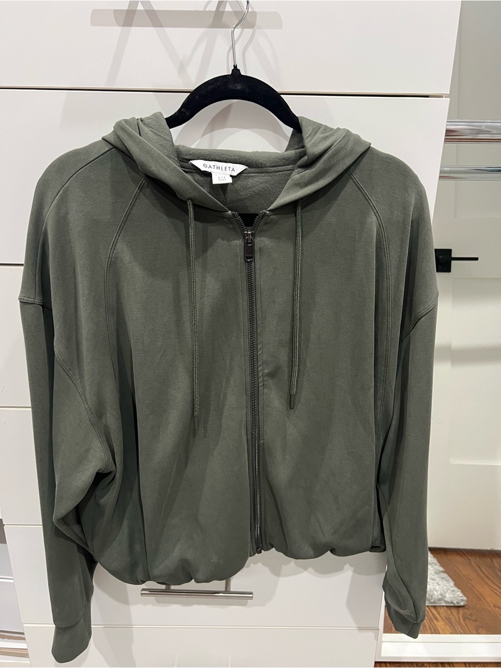 Athleta Olive Zip-Up Hoodie Bomber Jacket